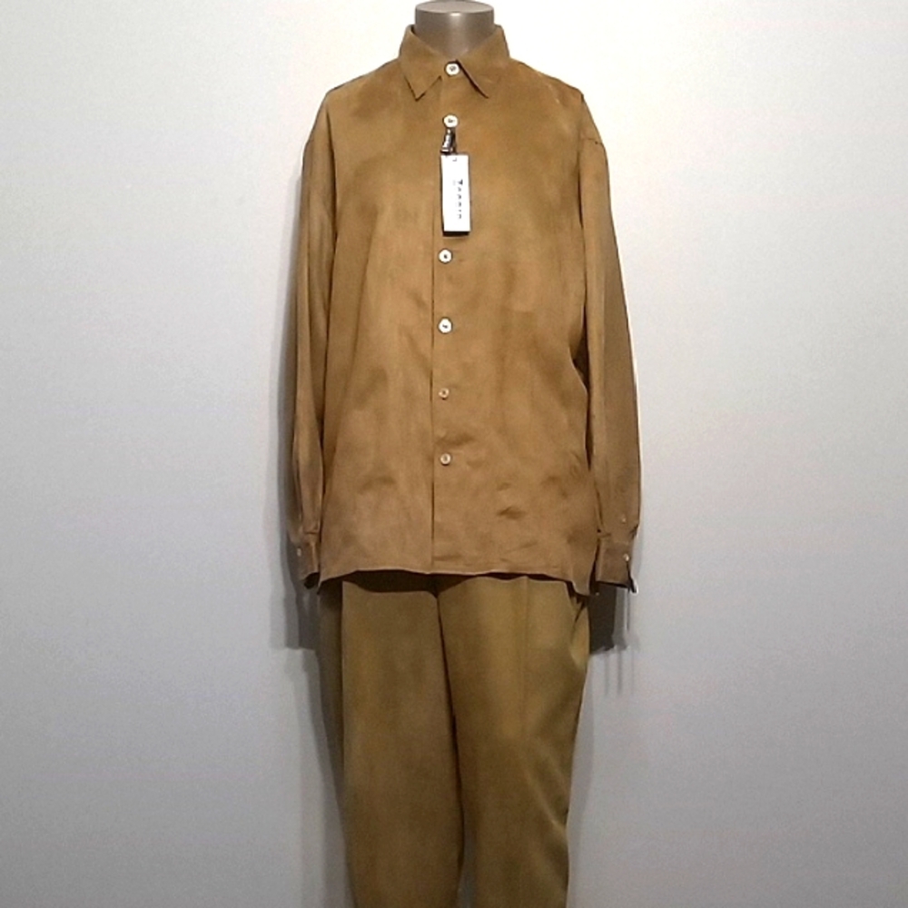 Versatile & Vintage 2pc Men's Mustard Mole Skin Pants set by Zegara